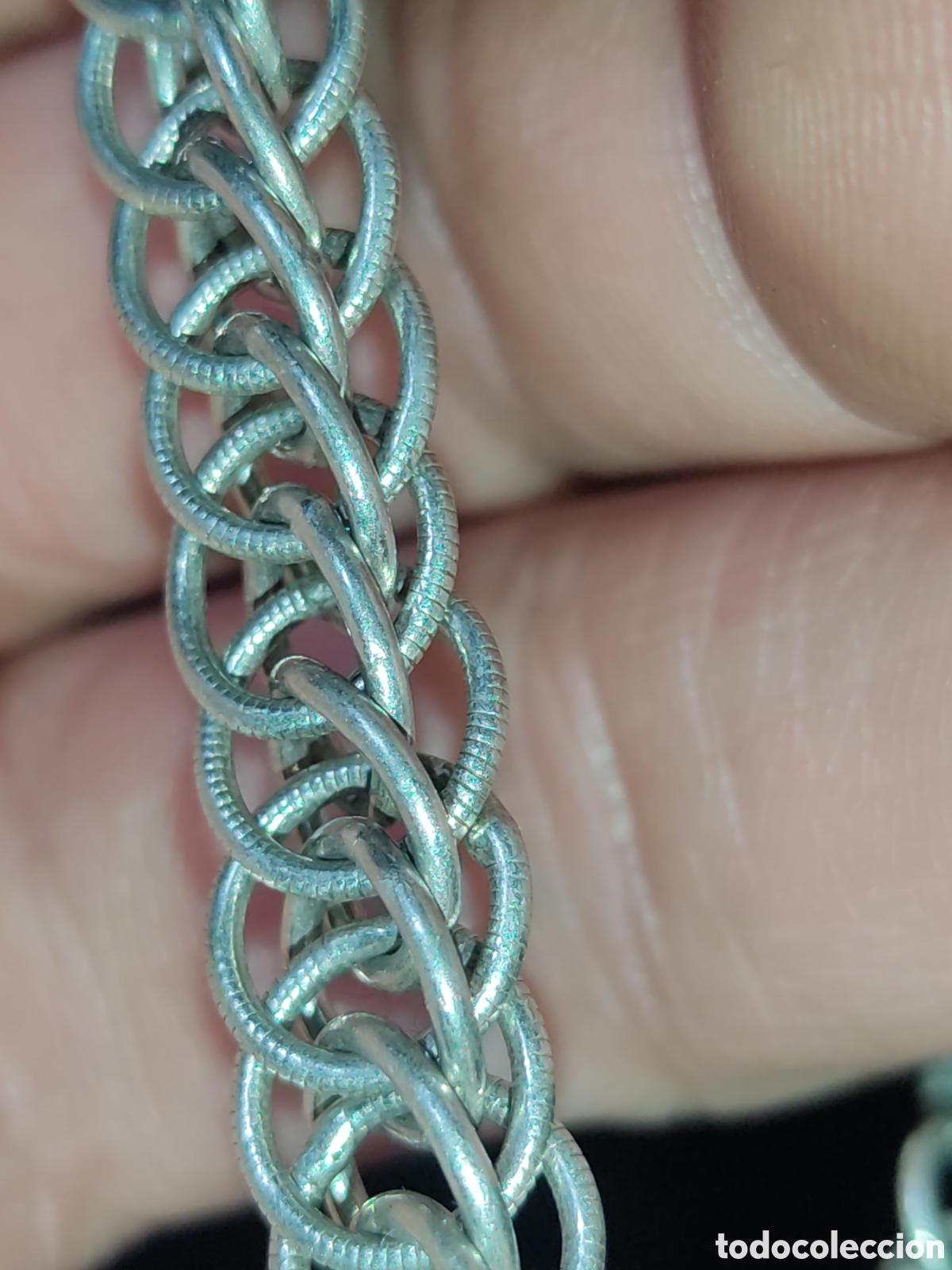 Joyeria: Antigua Pulsera de plata 925 de anillas entrelazadas. - Foto 2