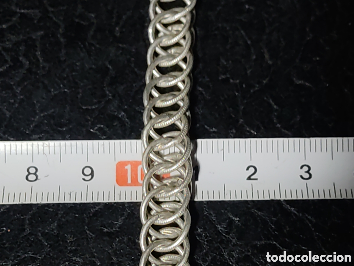Joyeria: Antigua Pulsera de plata 925 de anillas entrelazadas. - Foto 4