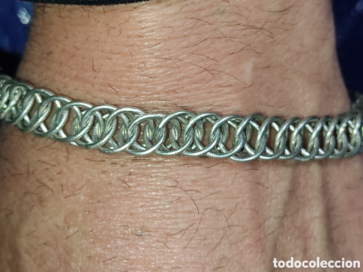 Joyeria: Antigua Pulsera de plata 925 de anillas entrelazadas. - Foto 5