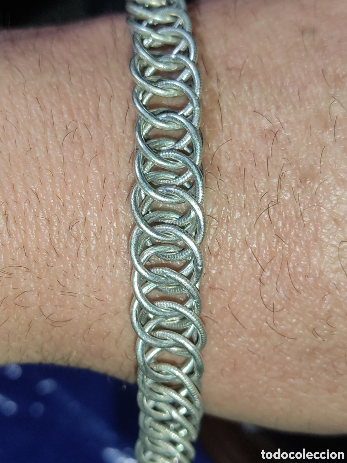 Joyeria: Antigua Pulsera de plata 925 de anillas entrelazadas. - Foto 6