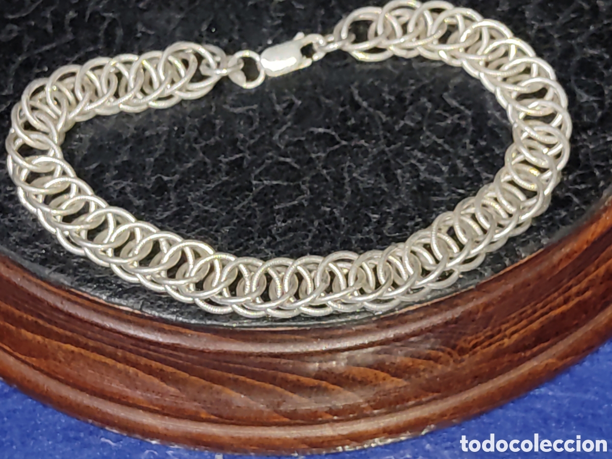Joyeria: Antigua Pulsera de plata 925 de anillas entrelazadas. - Foto 1