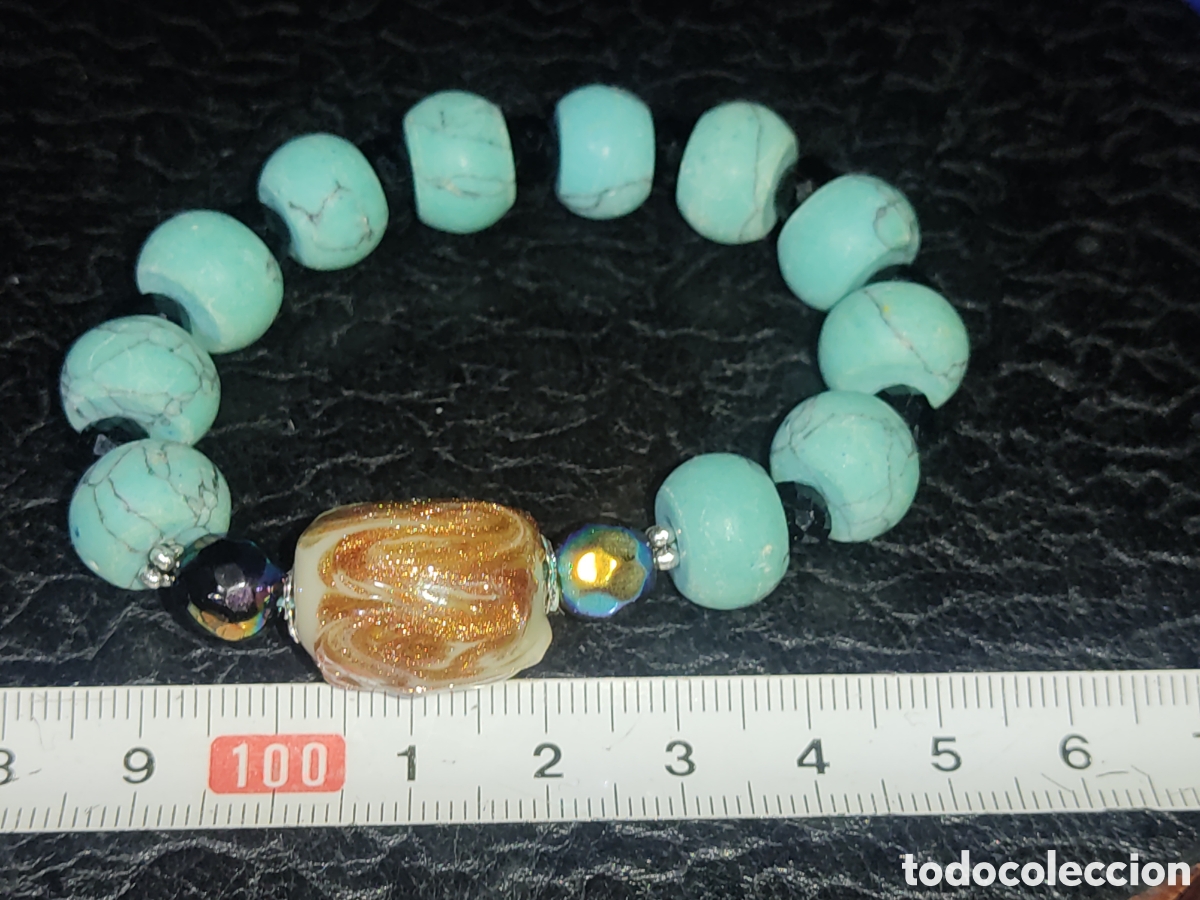 Joyeria: Pulsera de turquesa y cristal de Murano.Vintage. - Foto 3