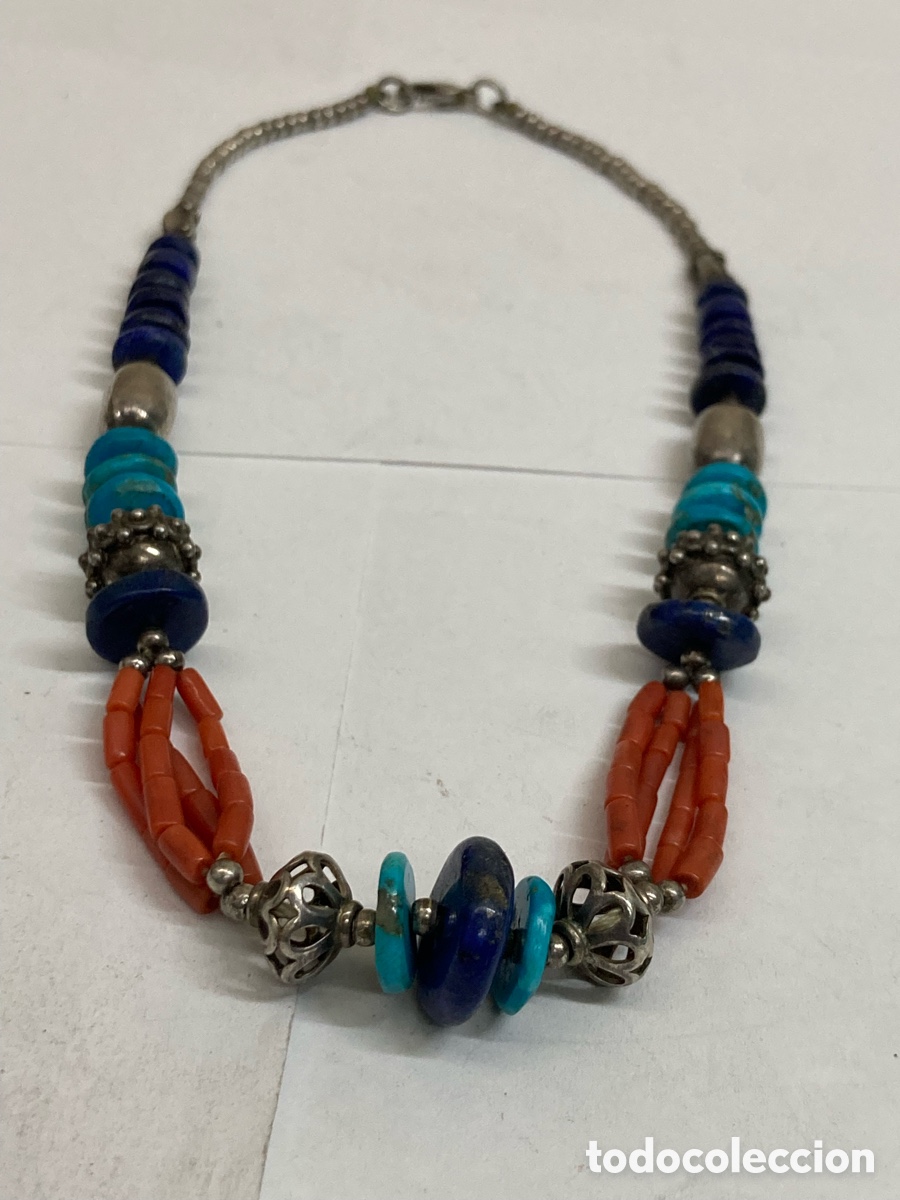Joyeria: Collar de plata con turquesa lapisl&aacute;zuli coral /CC351 - Foto 1