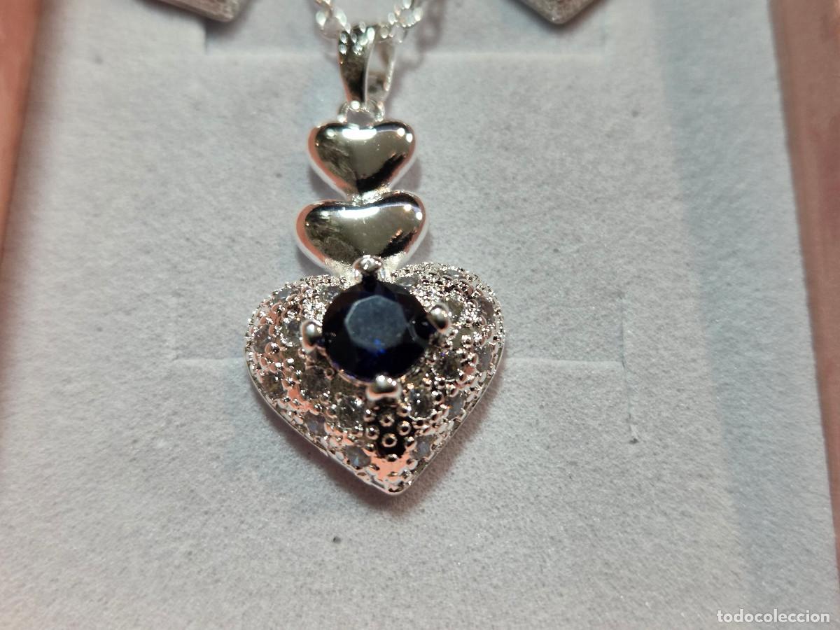 Joyeria: conjunto de collar y pendientes de plata de 925 y cristal azul. - Foto 4