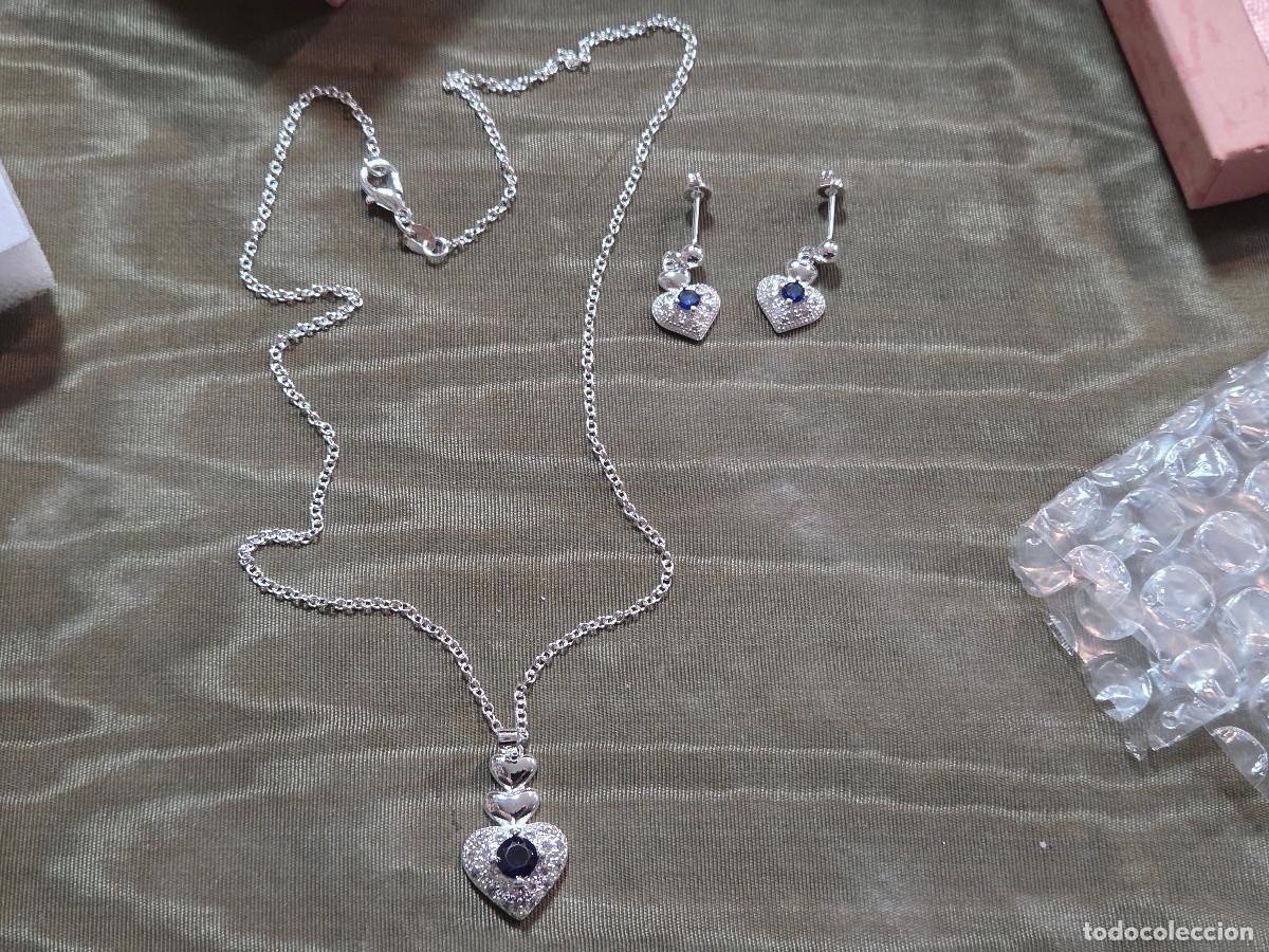 Joyeria: conjunto de collar y pendientes de plata de 925 y cristal azul. - Foto 5