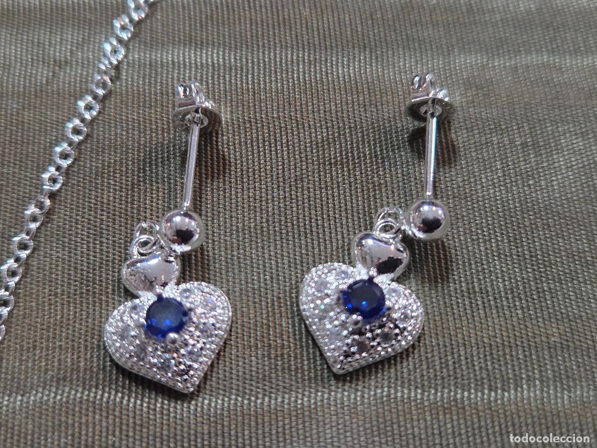 Joyeria: conjunto de collar y pendientes de plata de 925 y cristal azul. - Foto 7