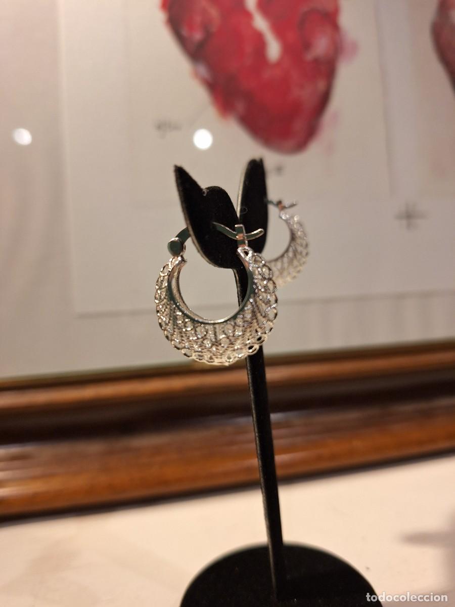 Joyeria: Pendientes de plata calados tipo aro - Foto 2
