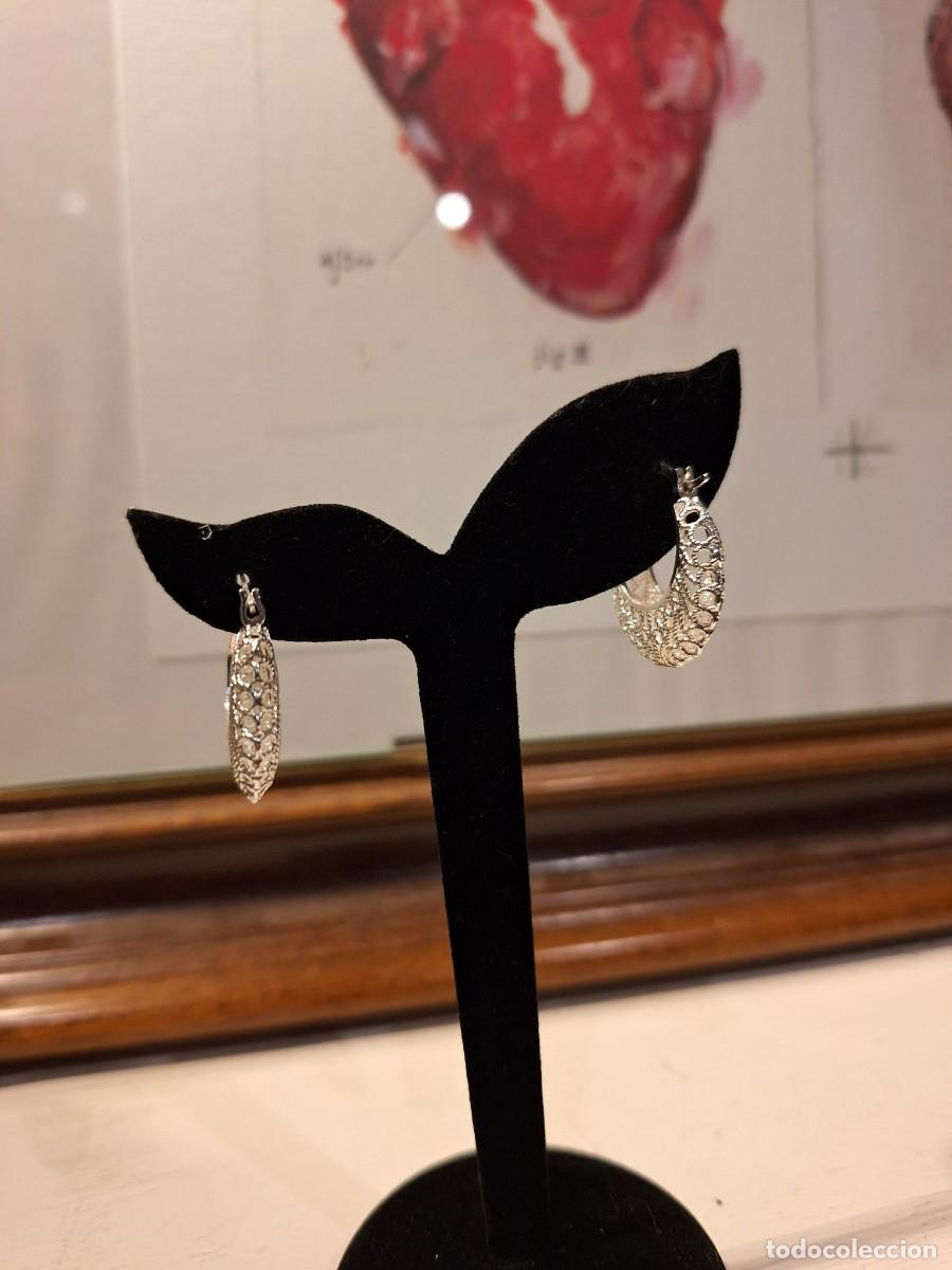Joyeria: Pendientes de plata calados tipo aro - Foto 3