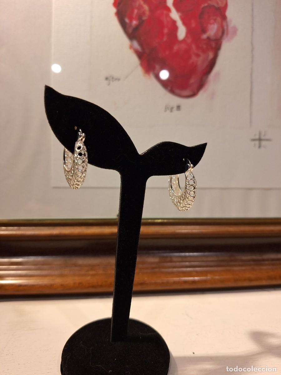 Joyeria: Pendientes de plata calados tipo aro - Foto 4