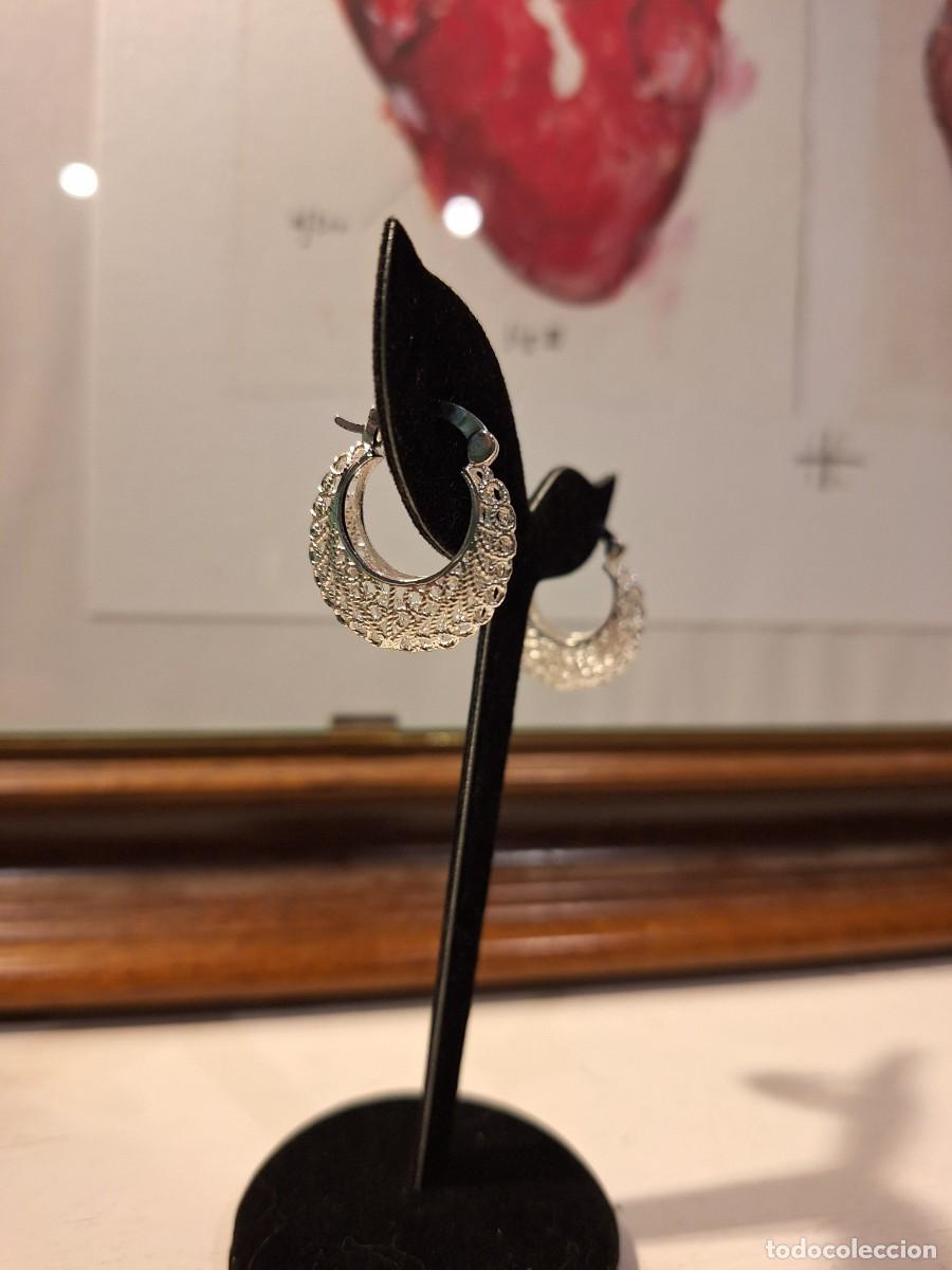 Joyeria: Pendientes de plata calados tipo aro - Foto 5