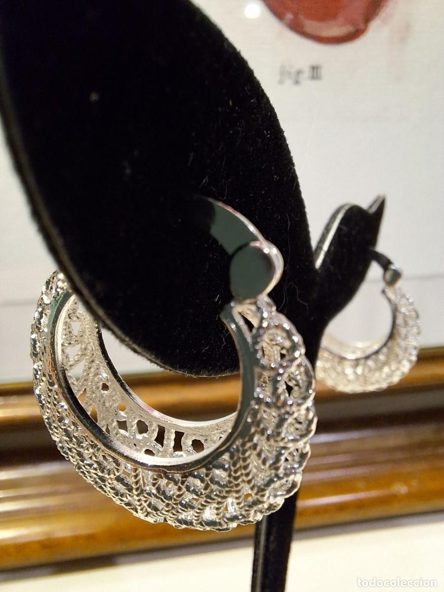 Joyeria: Pendientes de plata calados tipo aro - Foto 6