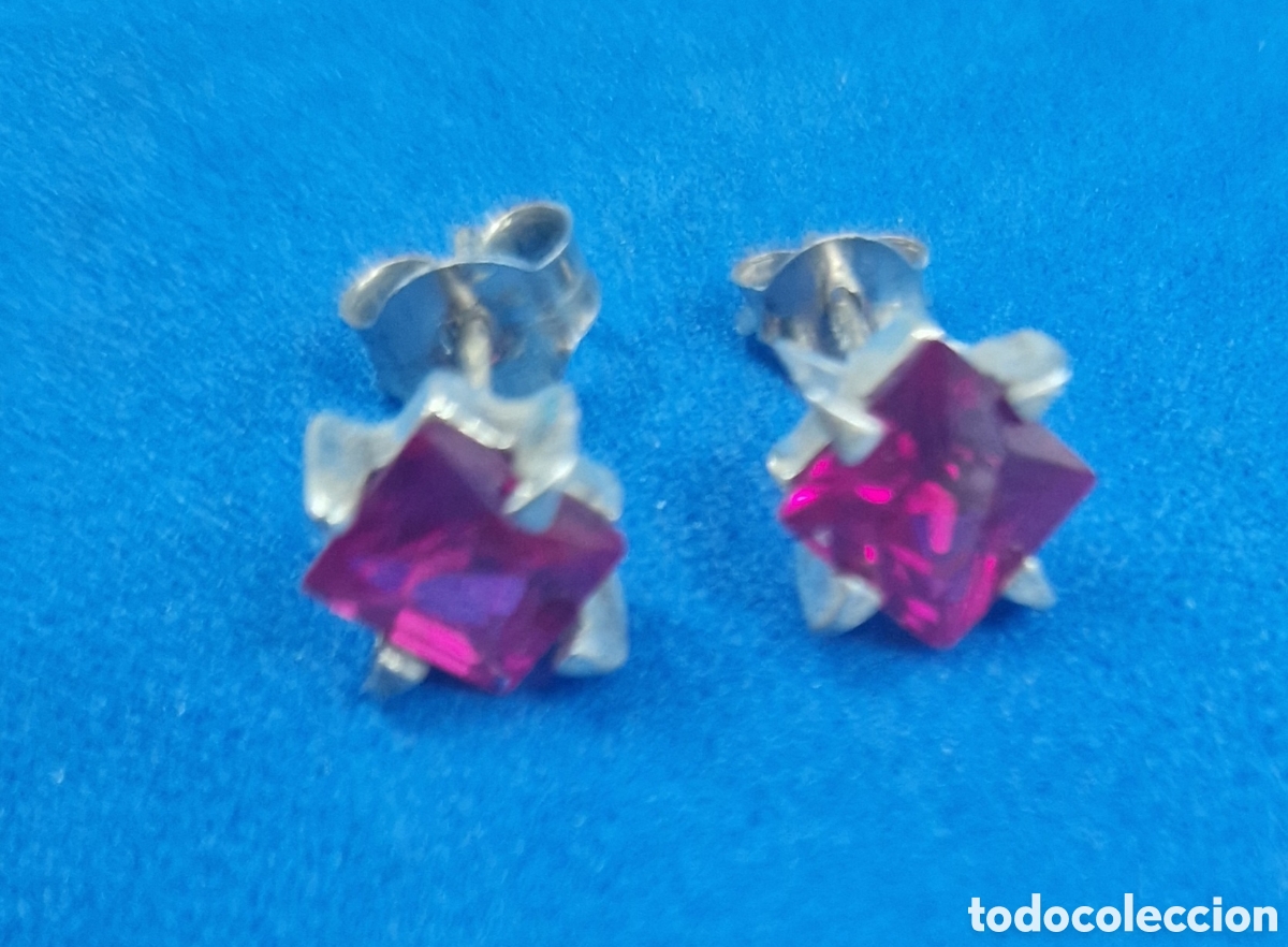 Joyeria: Pendientes de plata y circonita roja - Foto 2