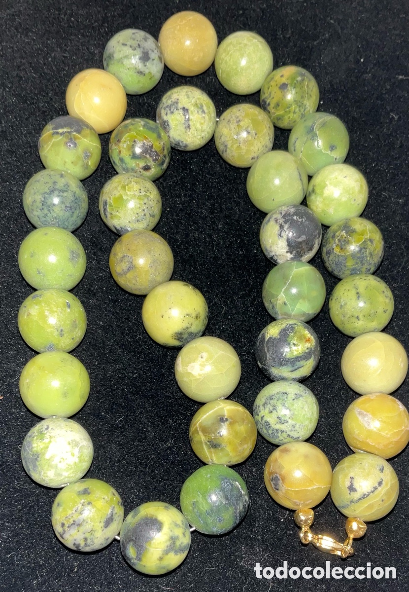 Joyeria: Collar de crisoprasa con cierre de 9 quilates. Vintage de moda - Foto 3
