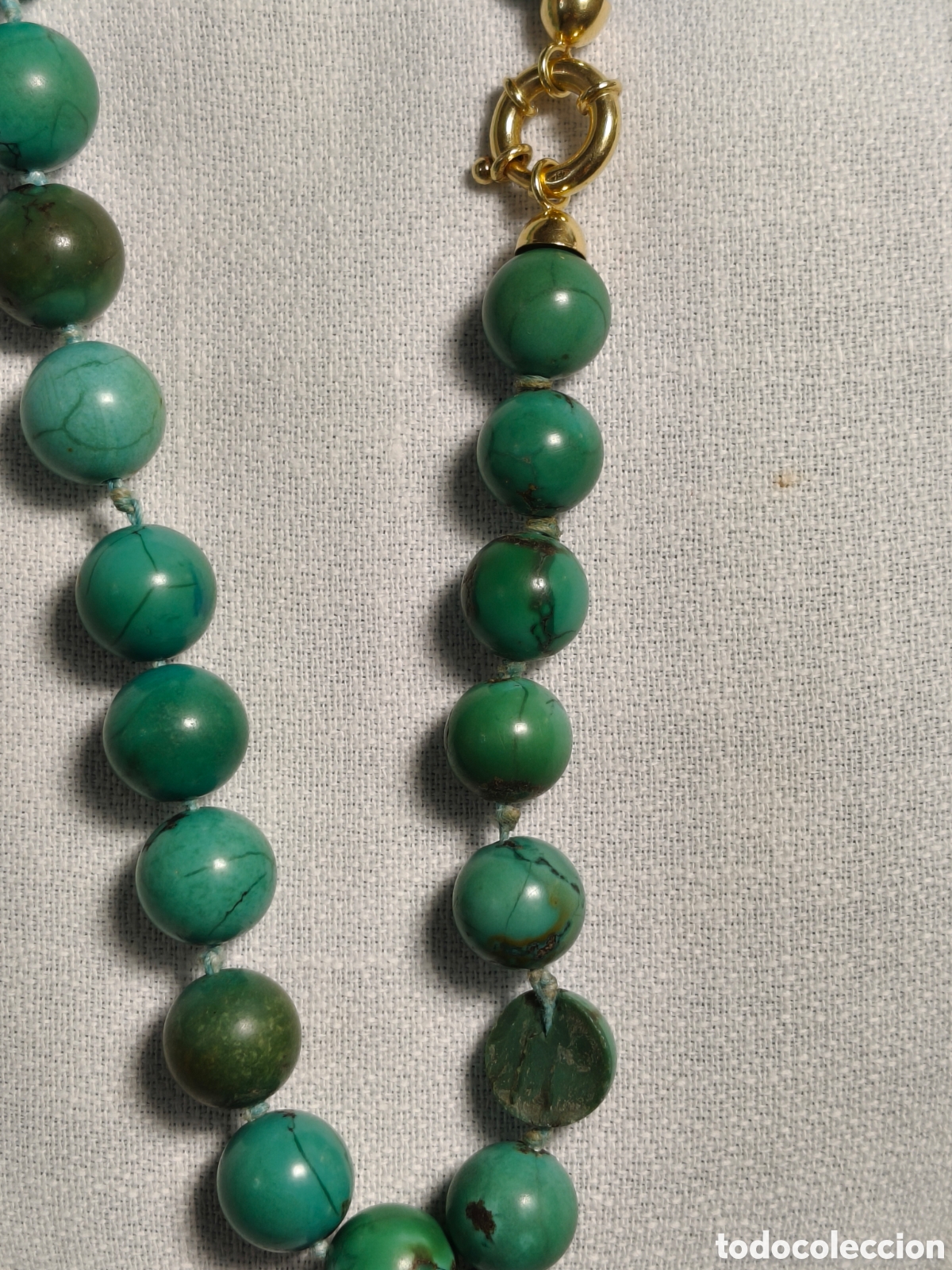 Joyeria: Collar antiguo de turquesas con broche de oro - Foto 2