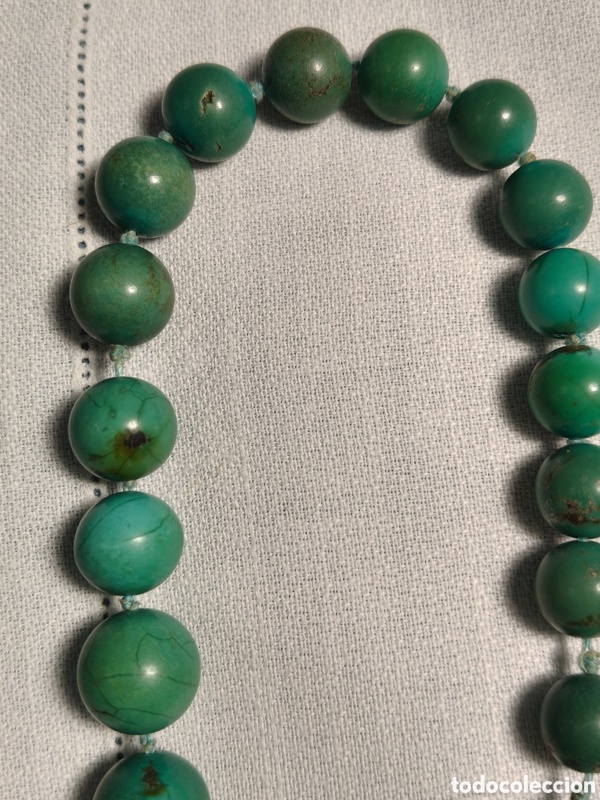 Joyeria: Collar antiguo de turquesas con broche de oro - Foto 3