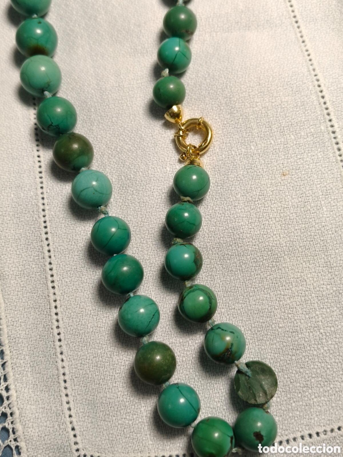 Joyeria: Collar antiguo de turquesas con broche de oro - Foto 5