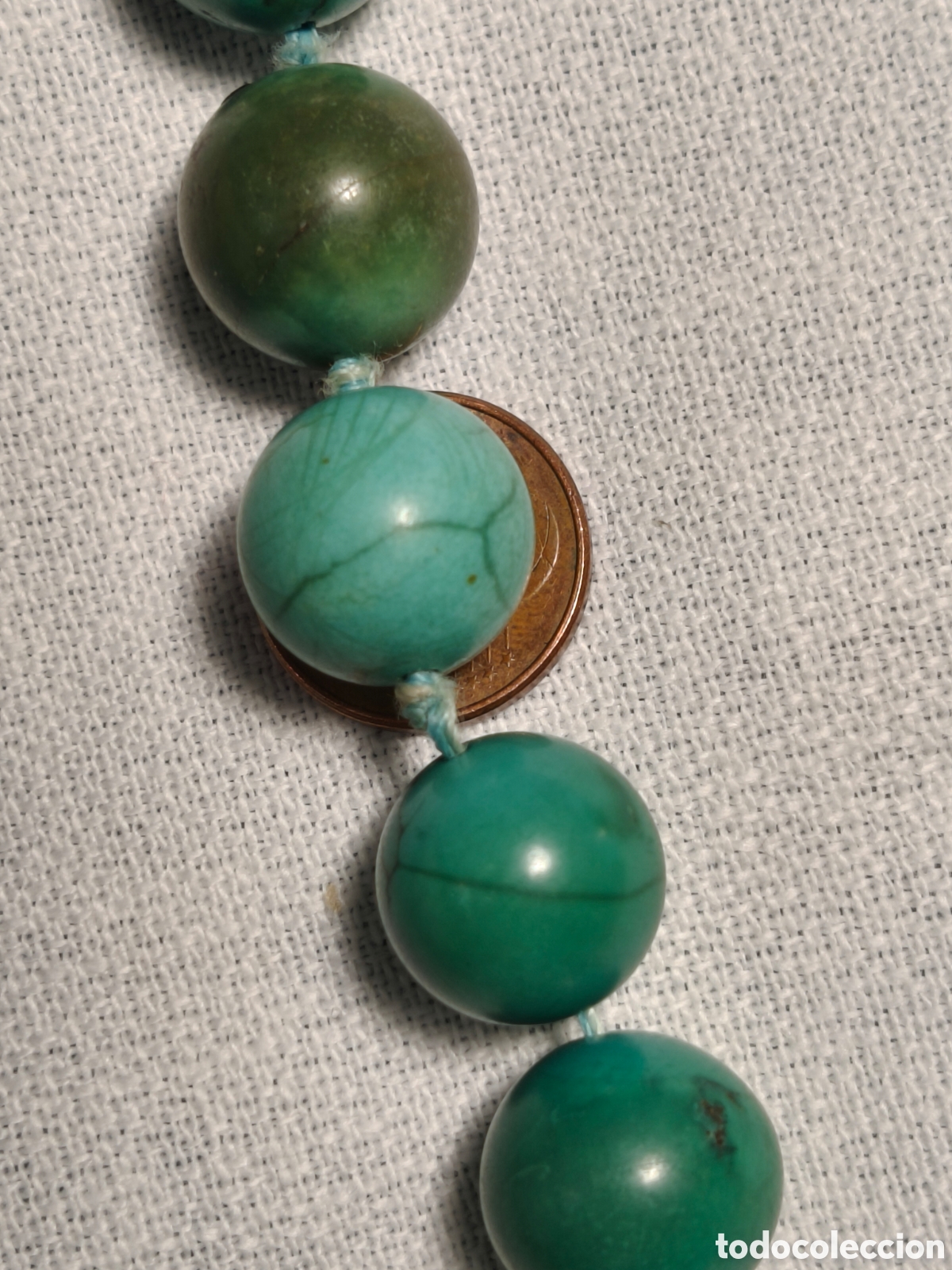 Joyeria: Collar antiguo de turquesas con broche de oro - Foto 7