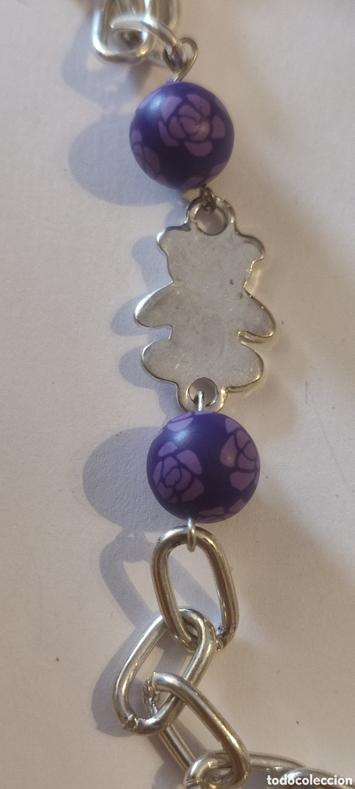Joyeria: Collar plateado con rosas, osos y perlas morada - Foto 3