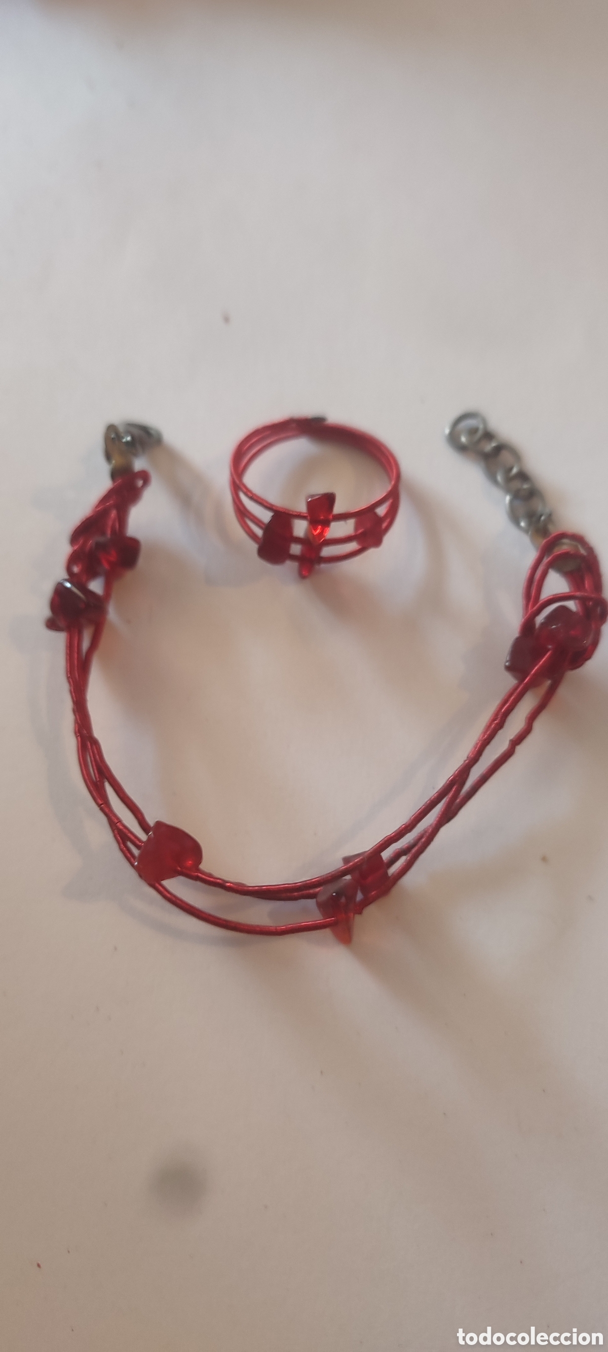 Joyeria: Conjunto collar ,pulsera y anillo piedras rojas - Foto 1
