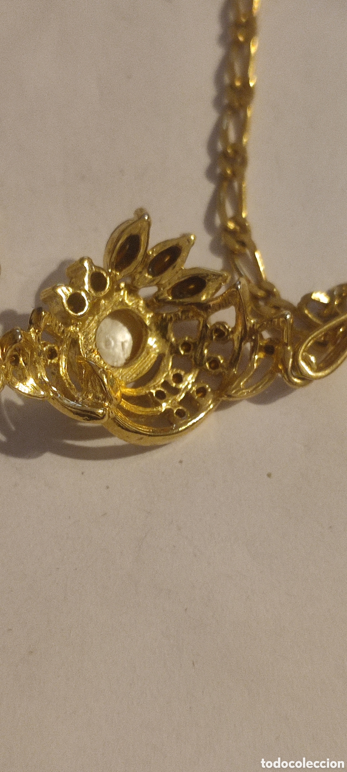 Joyeria: Collar dorado con perla y circonitas - Foto 3