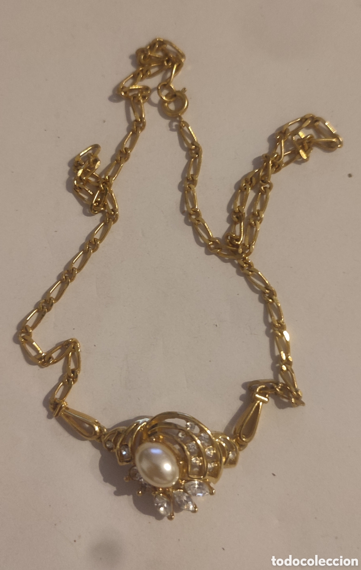 Joyeria: Collar dorado con perla y circonitas - Foto 1
