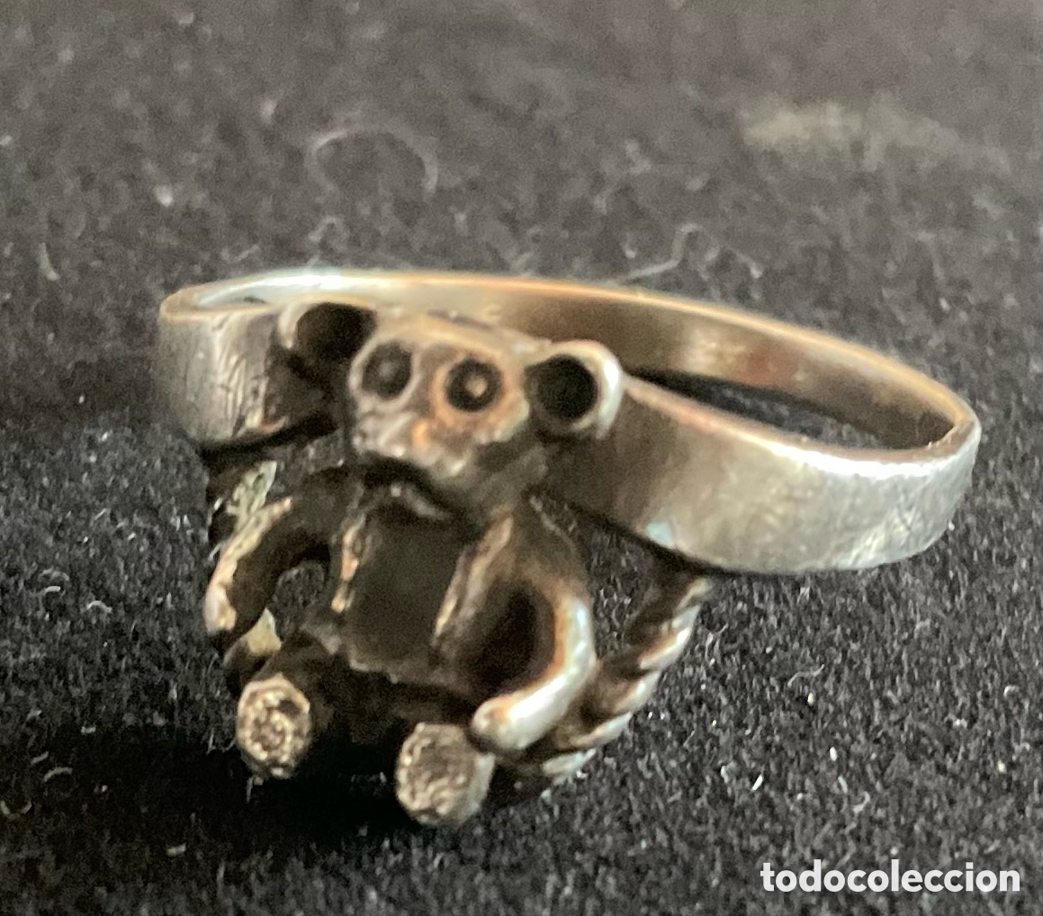Joyeria: Anillo de plata con un monito, vintage - Foto 1