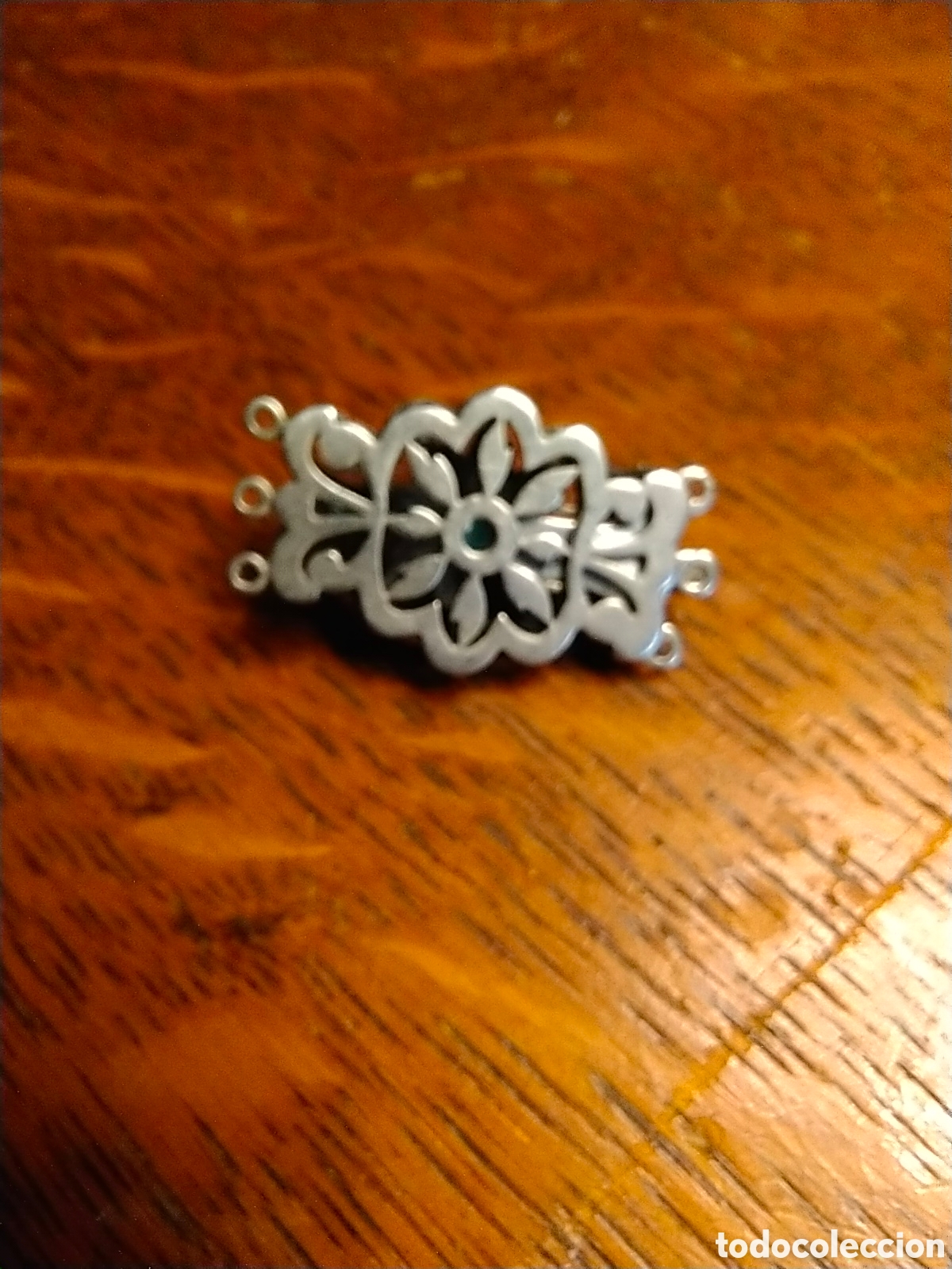 Joyeria: Antiguo broche de collar o pulsera de plata con turquesa - Foto 5
