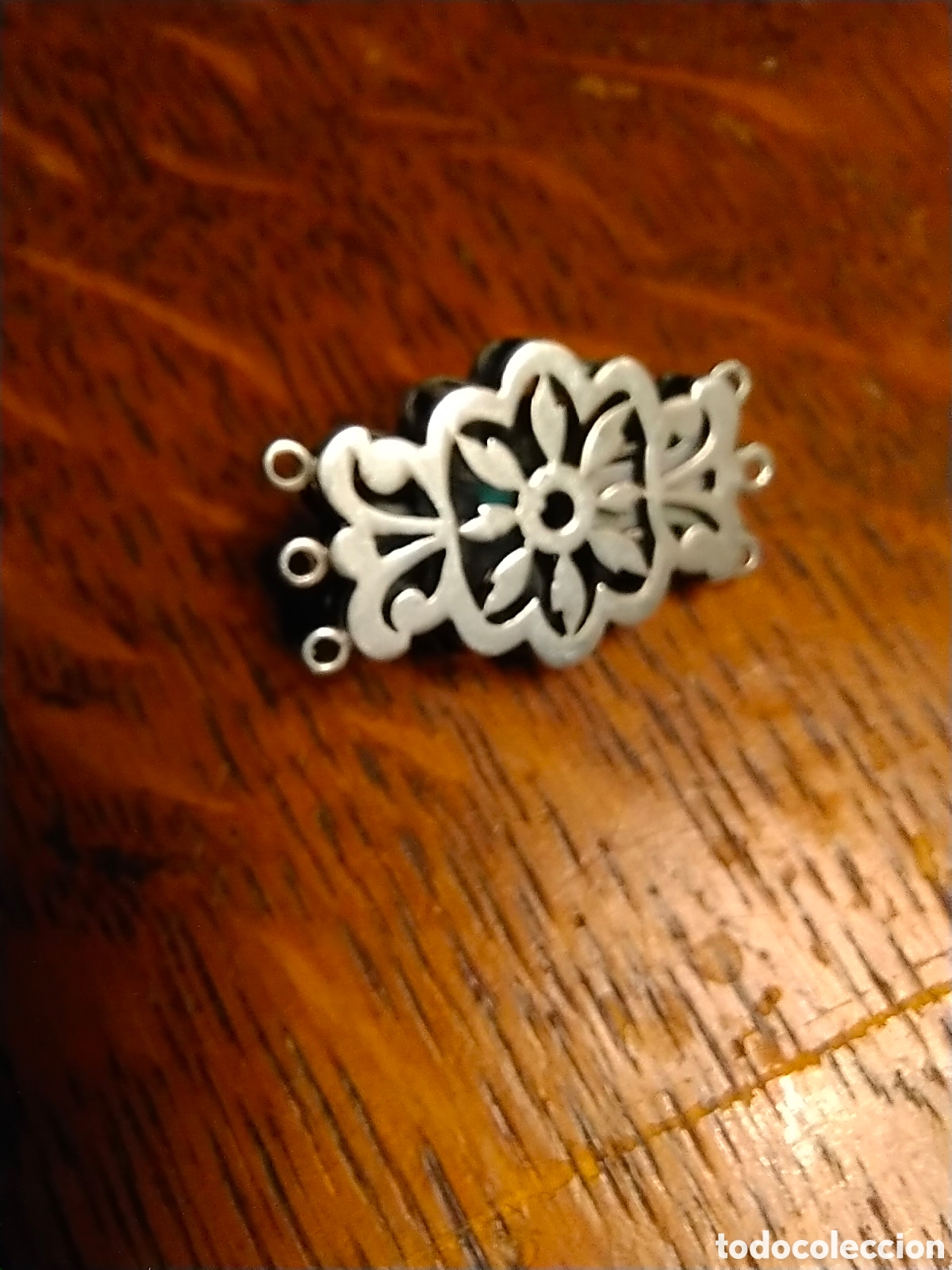 Joyeria: Antiguo broche de collar o pulsera de plata con turquesa - Foto 7