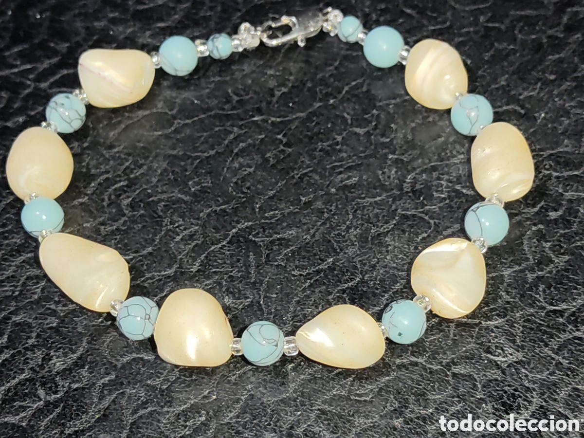 Joyeria: Pulsera de hermosas cuentas de n&aacute;car y turquesa. - Foto 2