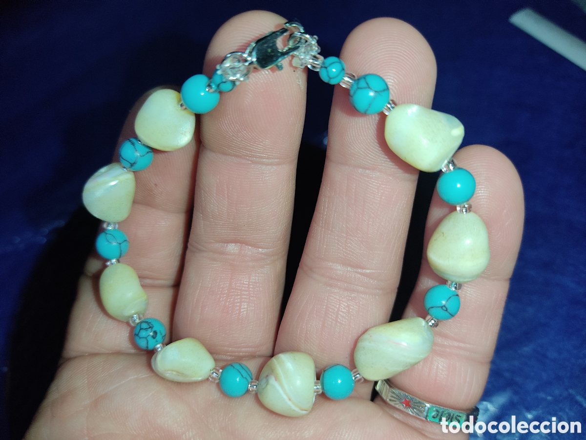 Joyeria: Pulsera de hermosas cuentas de n&aacute;car y turquesa. - Foto 4