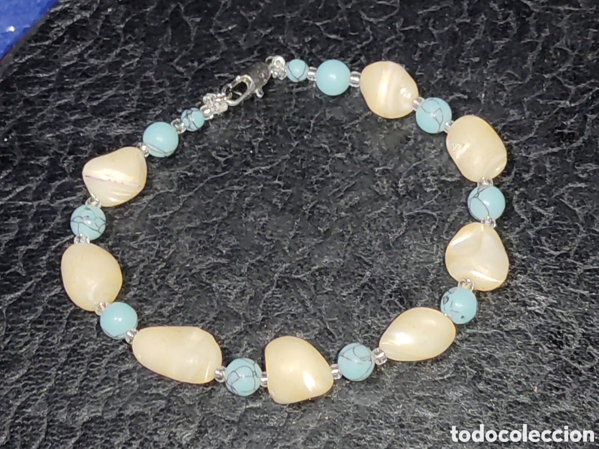 Joyeria: Pulsera de hermosas cuentas de n&aacute;car y turquesa. - Foto 1