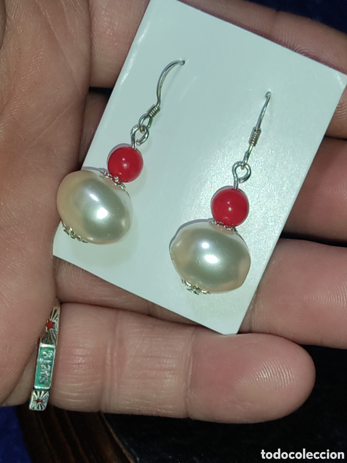 Joyeria: Pendientes de perlas pera y coral rojo. *R* - Foto 3