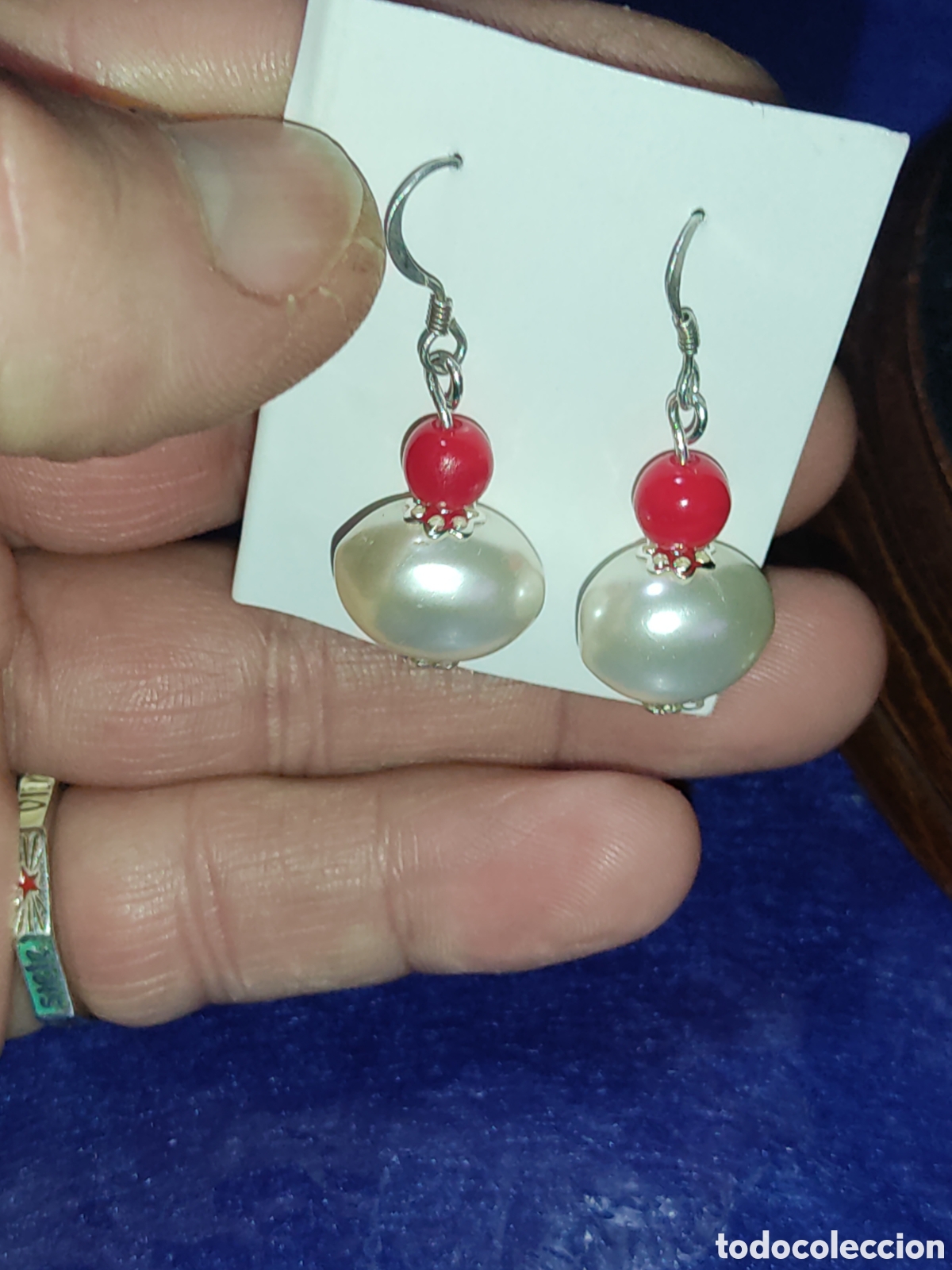 Joyeria: Pendientes de perlas pera y coral rojo. *R* - Foto 6