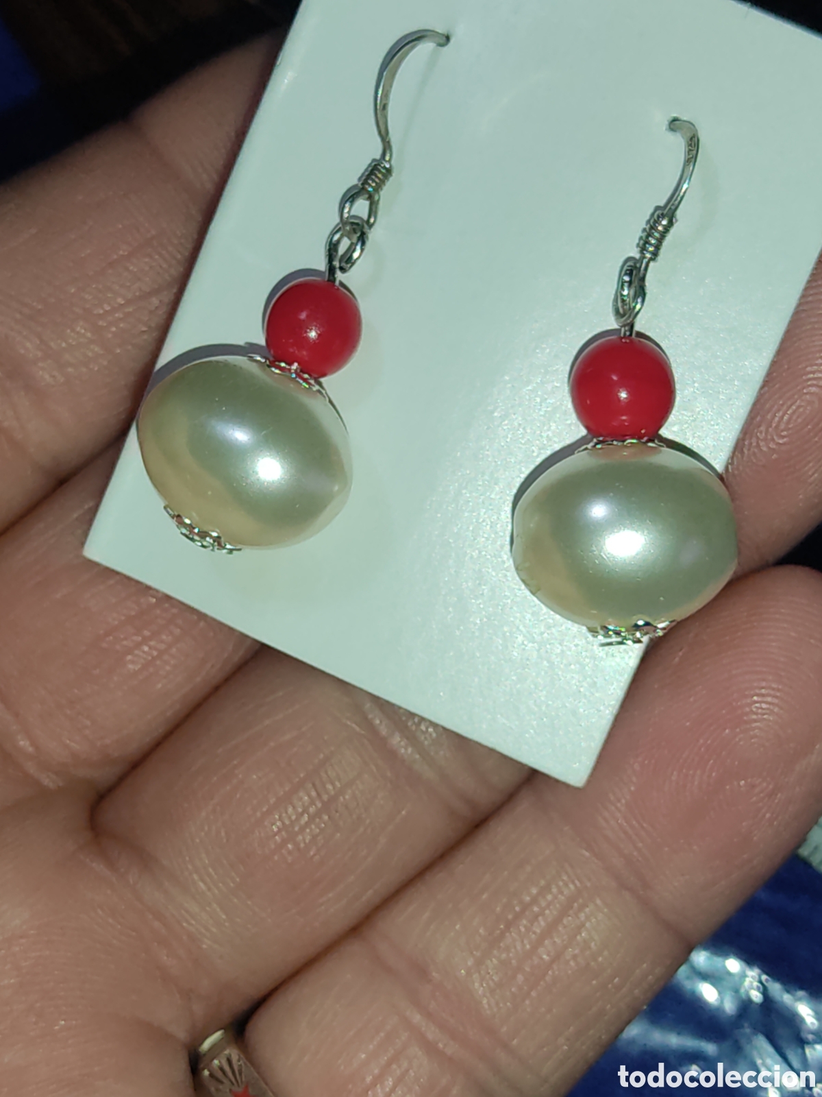 Joyeria: Pendientes de perlas pera y coral rojo. *R* - Foto 1