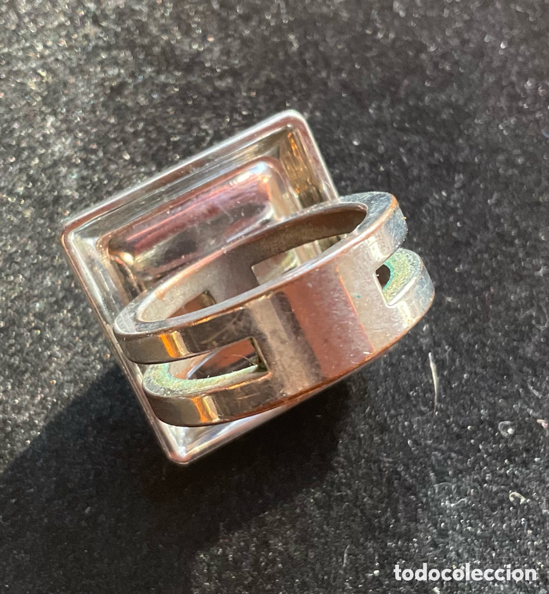 Joyeria: Anillo plateado con un cabouchon azul iridiscente - Foto 3