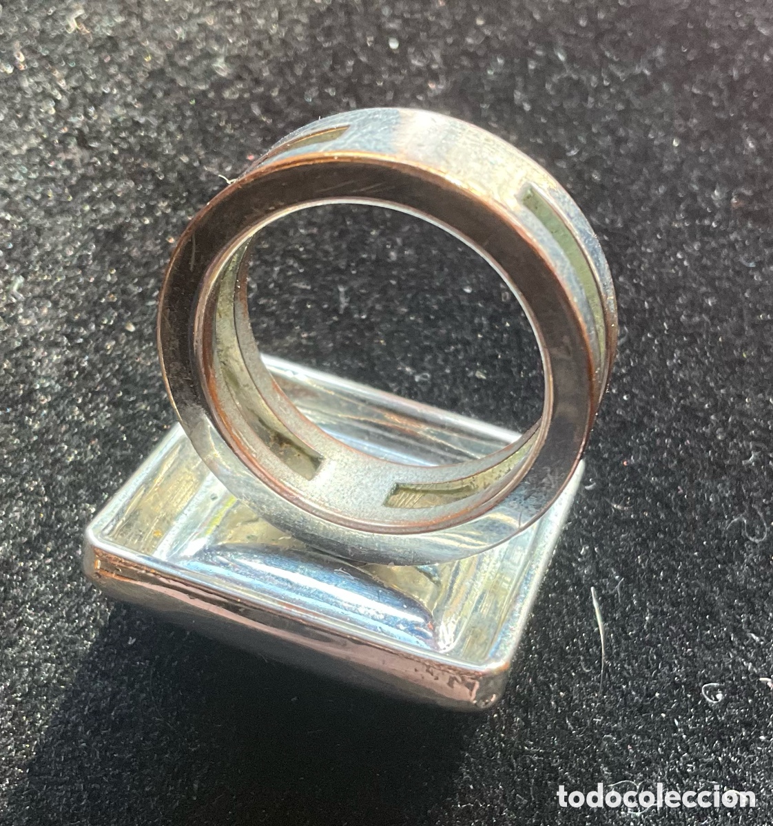 Joyeria: Anillo plateado con un cabouchon azul iridiscente - Foto 4