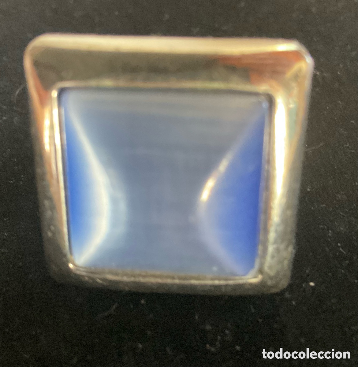 Joyeria: Anillo plateado con un cabouchon azul iridiscente - Foto 5