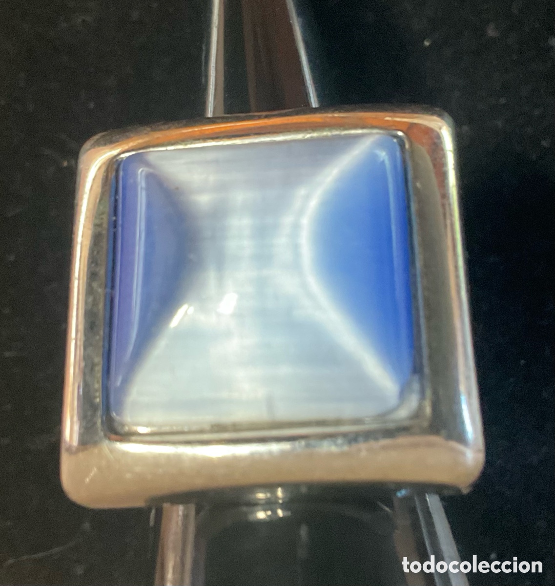 Joyeria: Anillo plateado con un cabouchon azul iridiscente - Foto 7