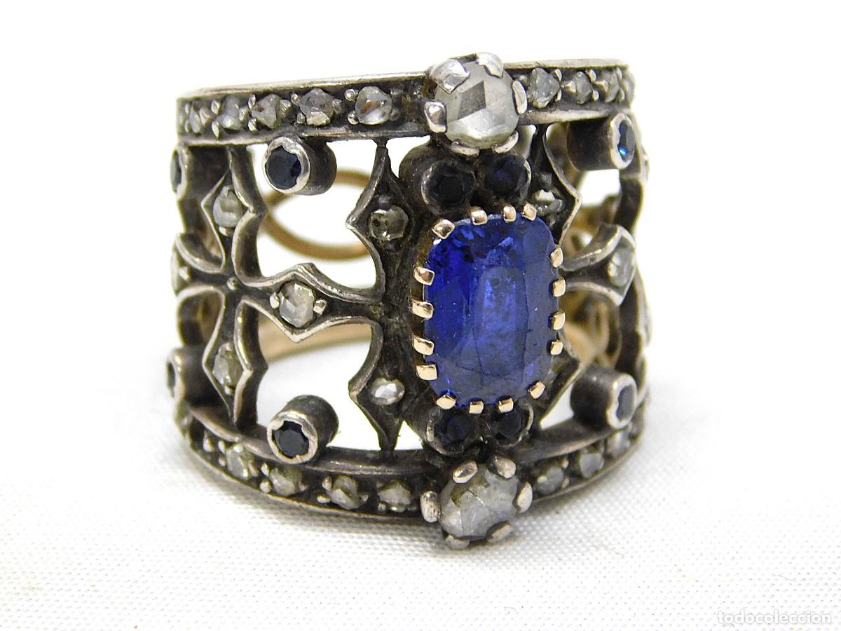 Joyeria: ANILLO DE PLATA Y ORO - DIAMANTES Y ZAFIROS - Foto 1