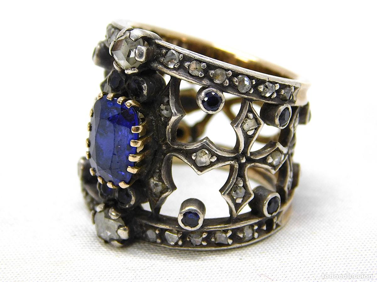 Joyeria: ANILLO DE PLATA Y ORO - DIAMANTES Y ZAFIROS - Foto 2