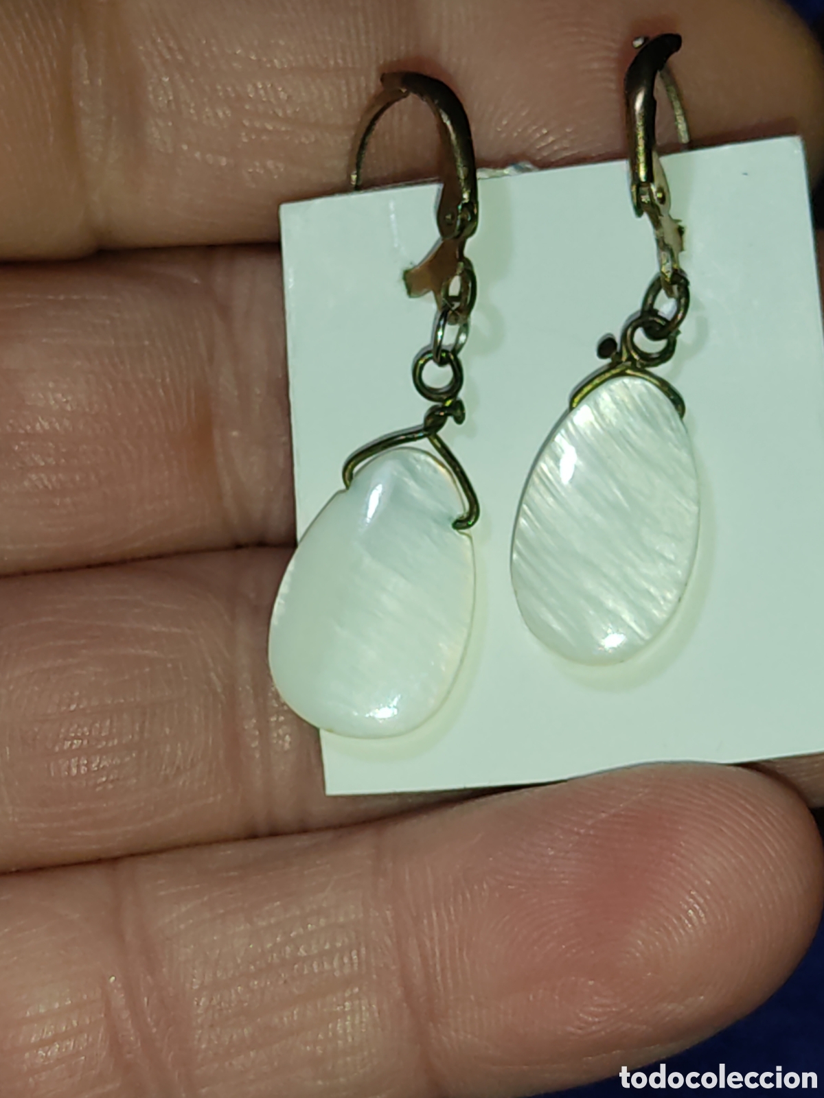Joyeria: Pendientes l&aacute;grima de n&aacute;car.Vintage. - Foto 2