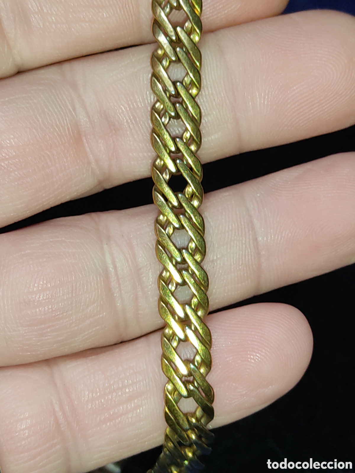 Joyeria: Pulsera de eslab&oacute;n plano chapada en oro,a&ntilde;os 70. - Foto 2
