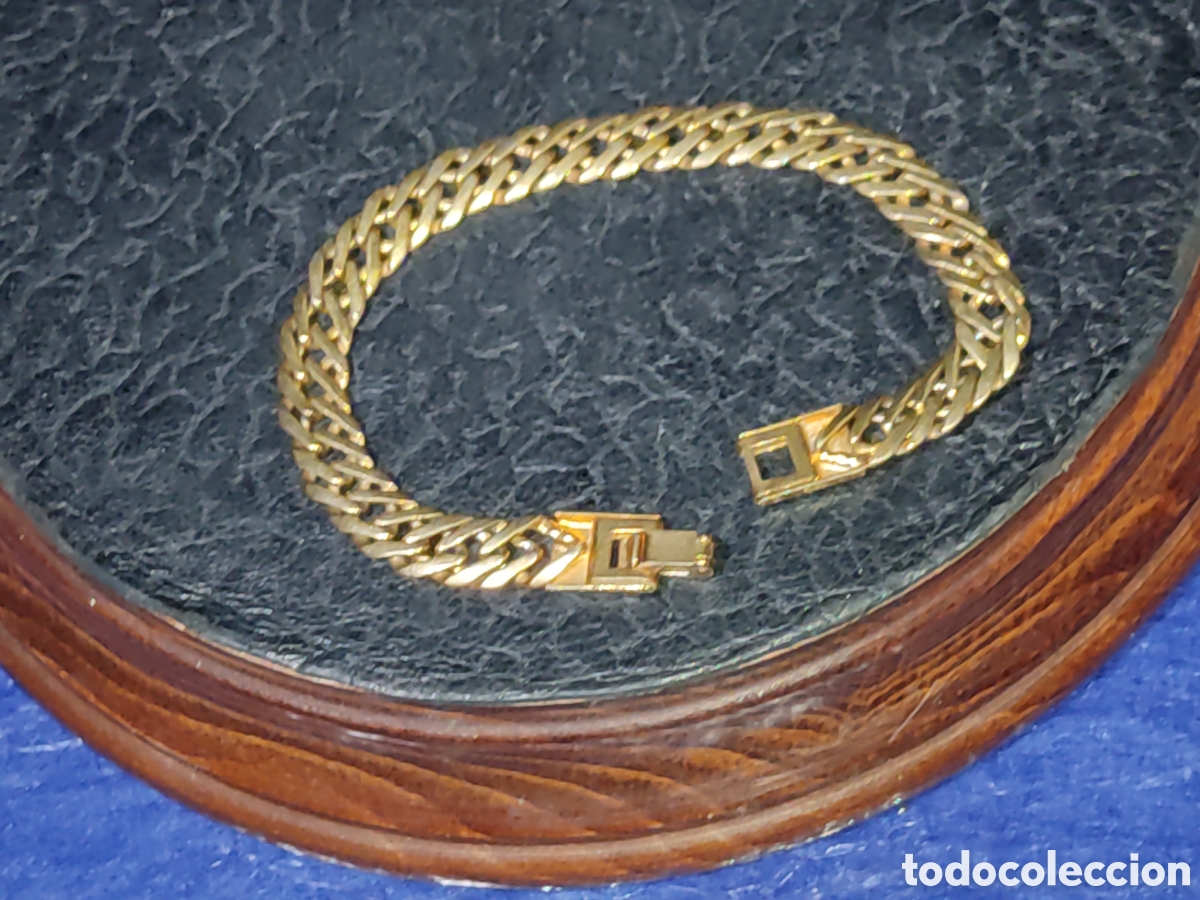 Joyeria: Pulsera de eslab&oacute;n plano chapada en oro,a&ntilde;os 70. - Foto 3
