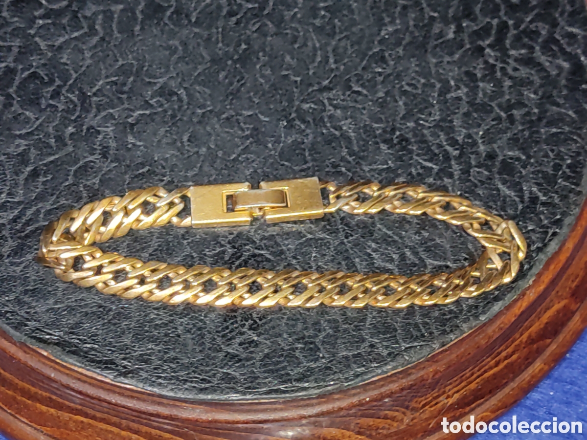 Joyeria: Pulsera de eslab&oacute;n plano chapada en oro,a&ntilde;os 70. - Foto 4