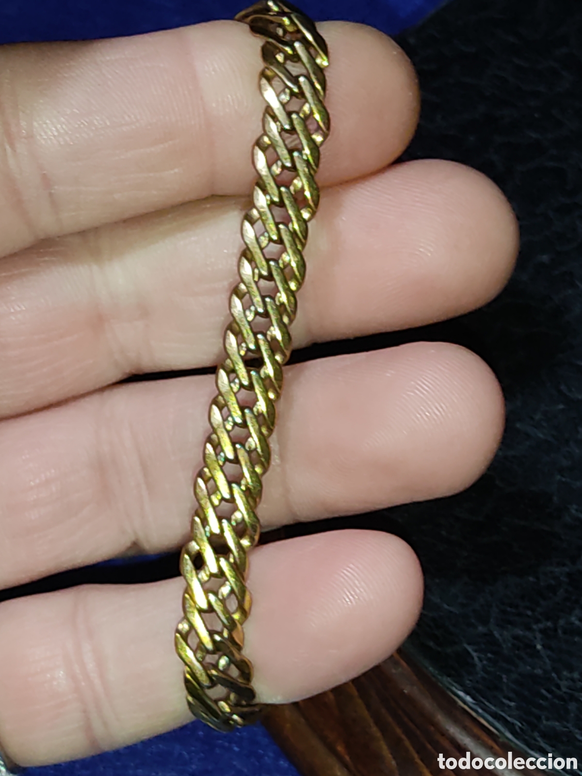 Joyeria: Pulsera de eslab&oacute;n plano chapada en oro,a&ntilde;os 70. - Foto 5