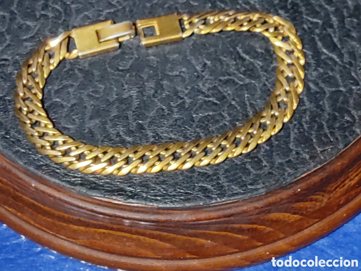 Joyeria: Pulsera de eslab&oacute;n plano chapada en oro,a&ntilde;os 70. - Foto 1