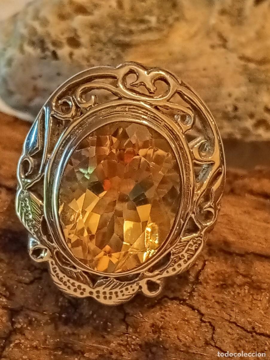 Joyeria: IMPONENTE ANILLO CON PLATA MACIZA LABRADA Y CITRINO REAL (SIN USAR) - Foto 2