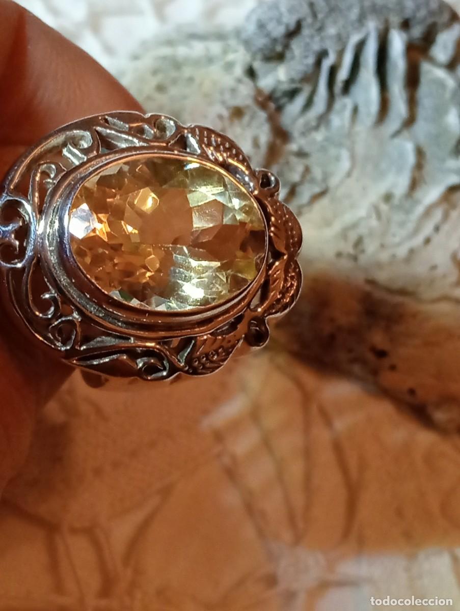 Joyeria: IMPONENTE ANILLO CON PLATA MACIZA LABRADA Y CITRINO REAL (SIN USAR) - Foto 3