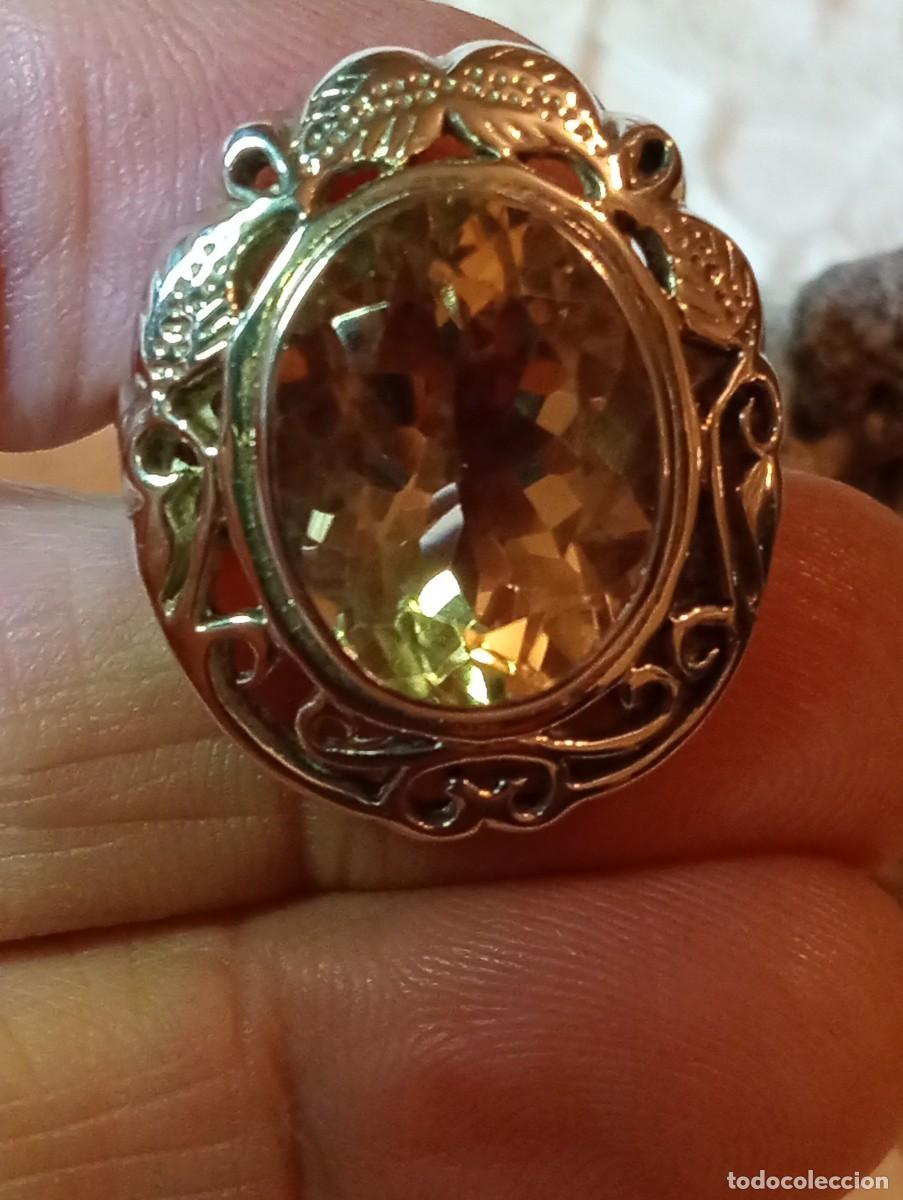 Joyeria: IMPONENTE ANILLO CON PLATA MACIZA LABRADA Y CITRINO REAL (SIN USAR) - Foto 5
