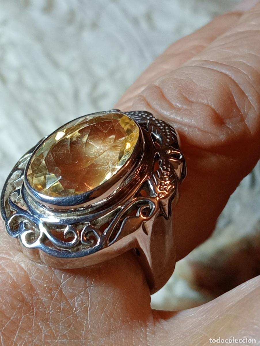 Joyeria: IMPONENTE ANILLO CON PLATA MACIZA LABRADA Y CITRINO REAL (SIN USAR) - Foto 9